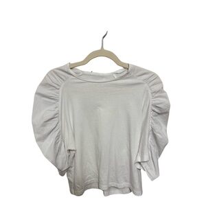 Zara White Ruffled Puff Sleeve Blouse